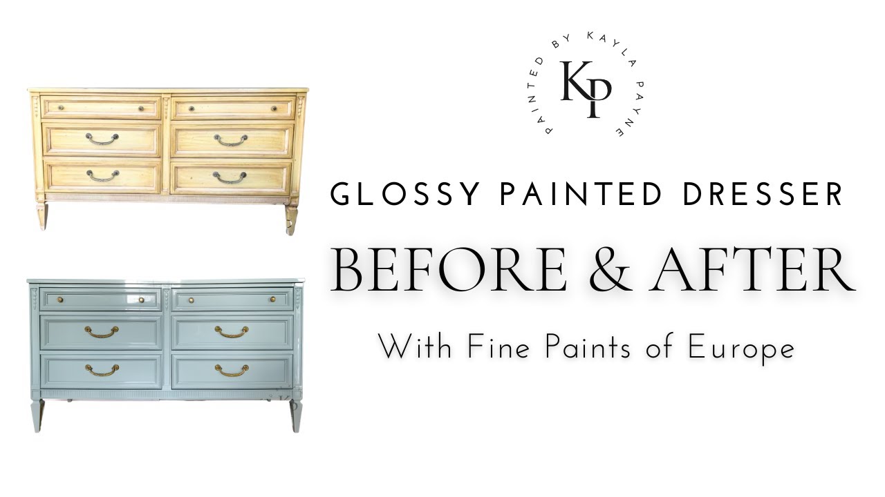 Глянцевый комод до и после покраски красками Fine Paints of Europe