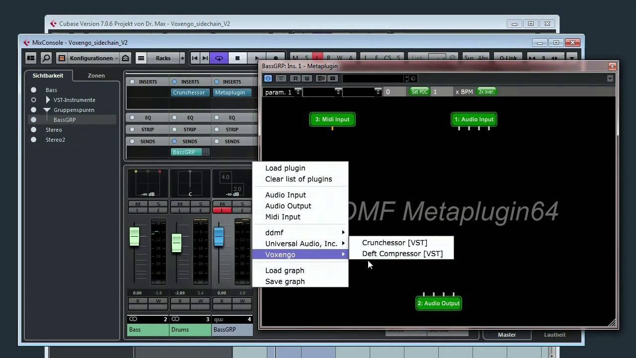 Cubase 7.5 - Side-chaining with vst2-plug-ins and more ...