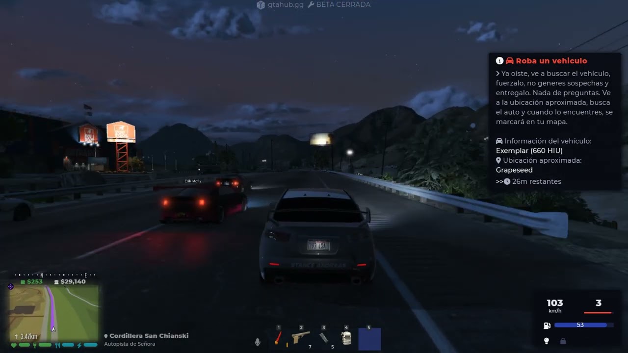 Carrera ilegal en GTAHUB Penumbra FF Kuruma V-STR y GB200 Sale mal.