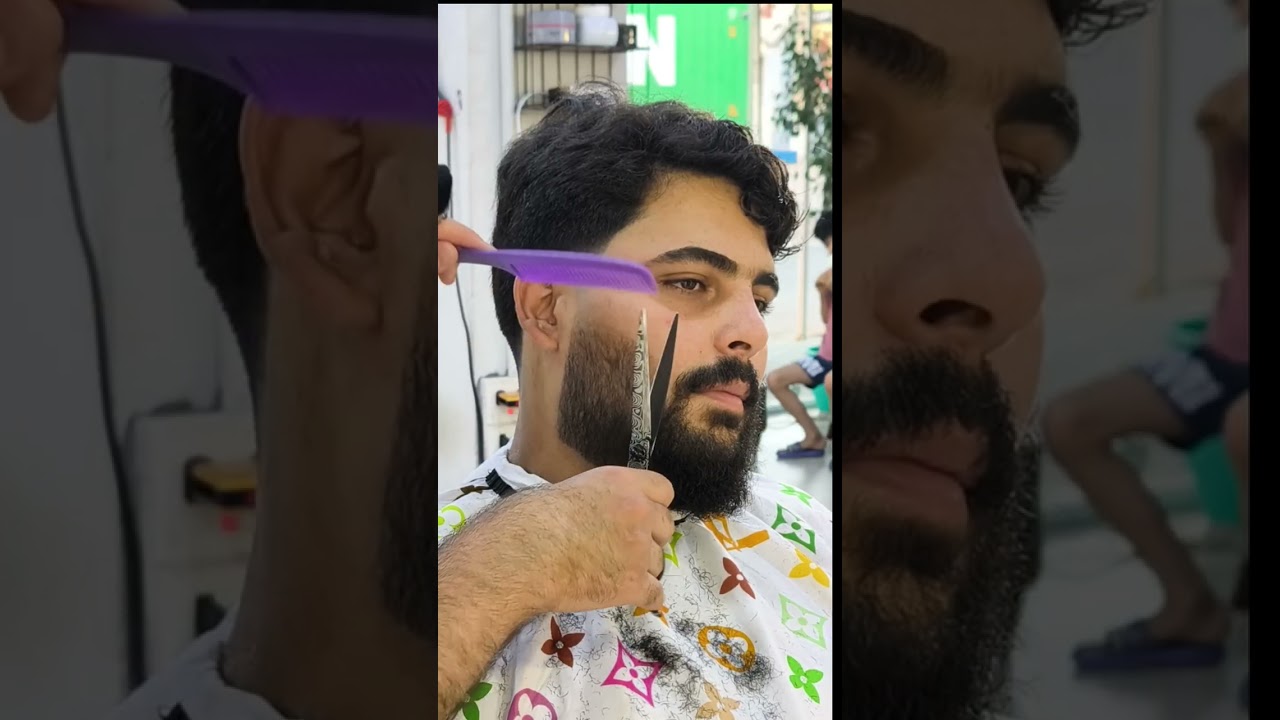 تدريج بسيط لشعر مموج وتايبر فيد من الجوانب والخلف تدريج الزلف صفر قوي اضاءةلطيفة ويه لحيةشويه خفيفه