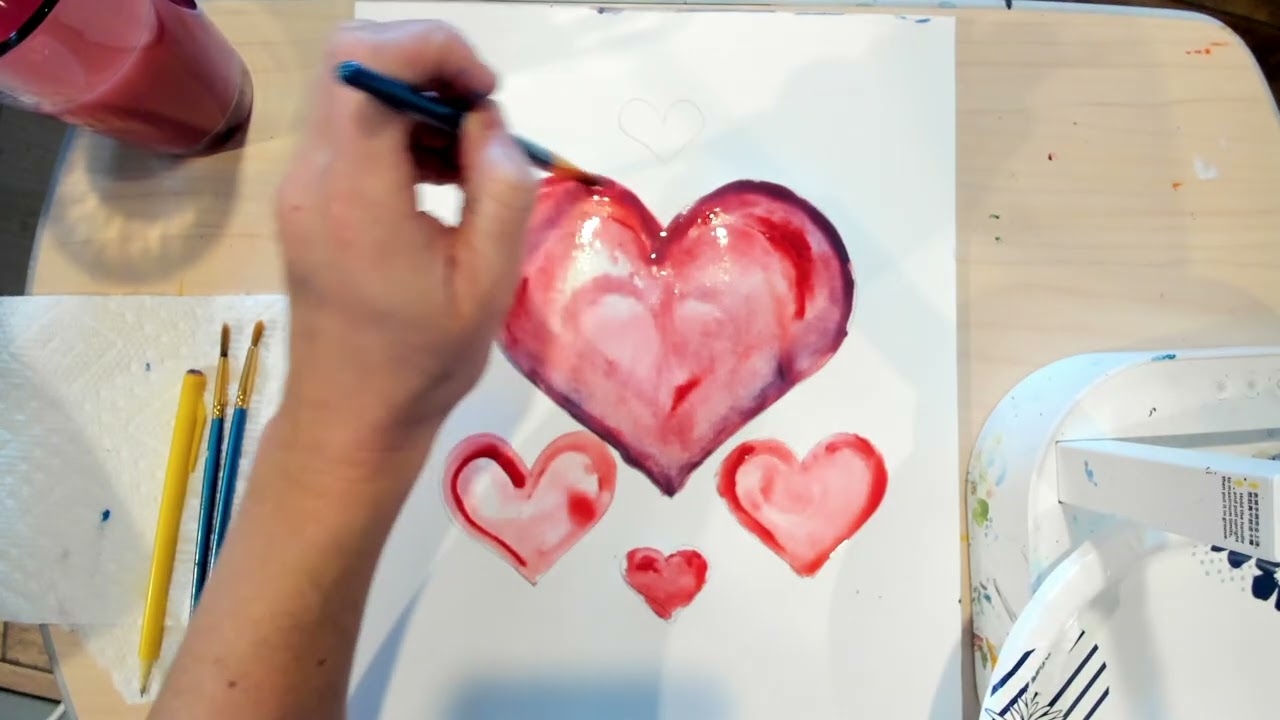 Abstract Fluid Hearts with Acrylic Paints Tutorial - Sponsored by AARP VT