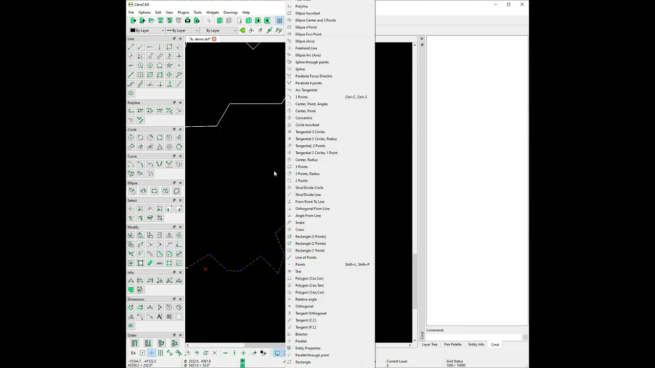 LibreCAD Polyline operations preview