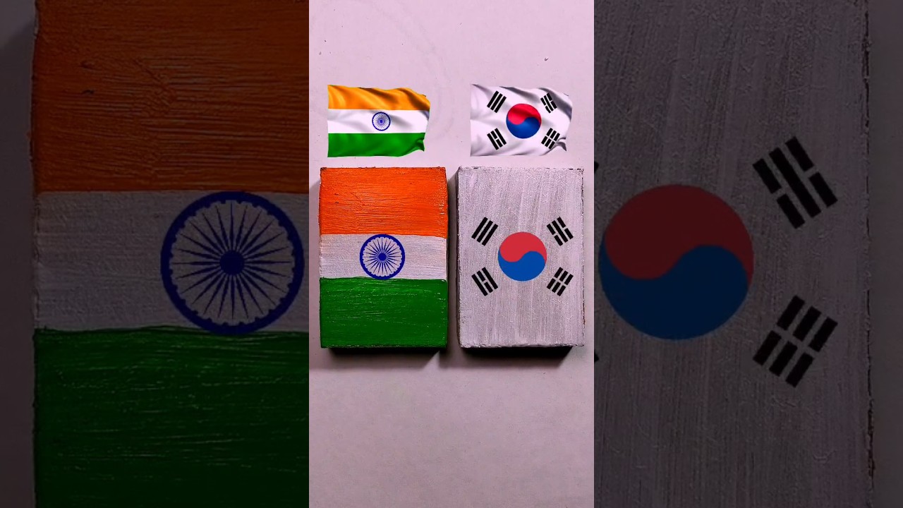 India Flag and South Korea Flag Matchstick Art Easy Matchstick Painting #shorts