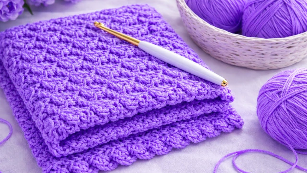 WOW👌AMAZING CROCHET PATTERN FOR EVERY NEW PROJECT💜Step By Step Crochet Tutorial/Easy Blanket Stitch 