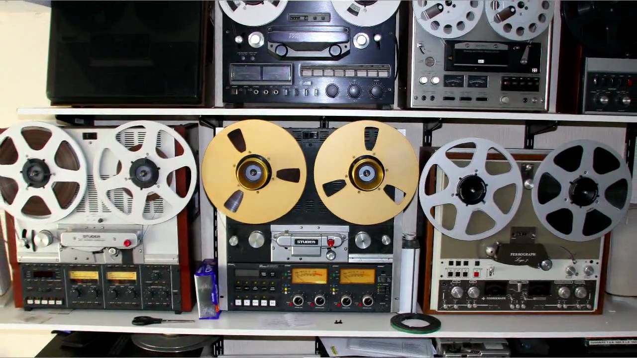 Vintage recorders on display