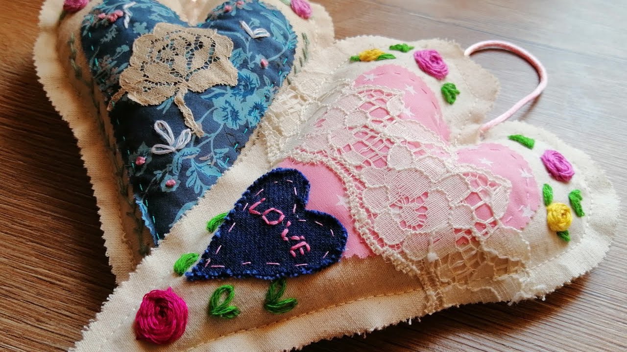 CREA!! HECHO A MANO COLLAGE TEXTIL | CORAZÓN BORDADO | VALENTINE´S GIFT IDEA