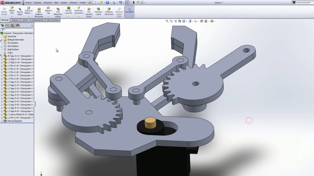 Robotic gripper mechanism | robotic gripper design | solidworks assembly of gripper | end effector