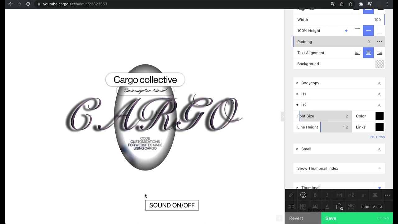 Mute/unmute video button for Cargo Collective