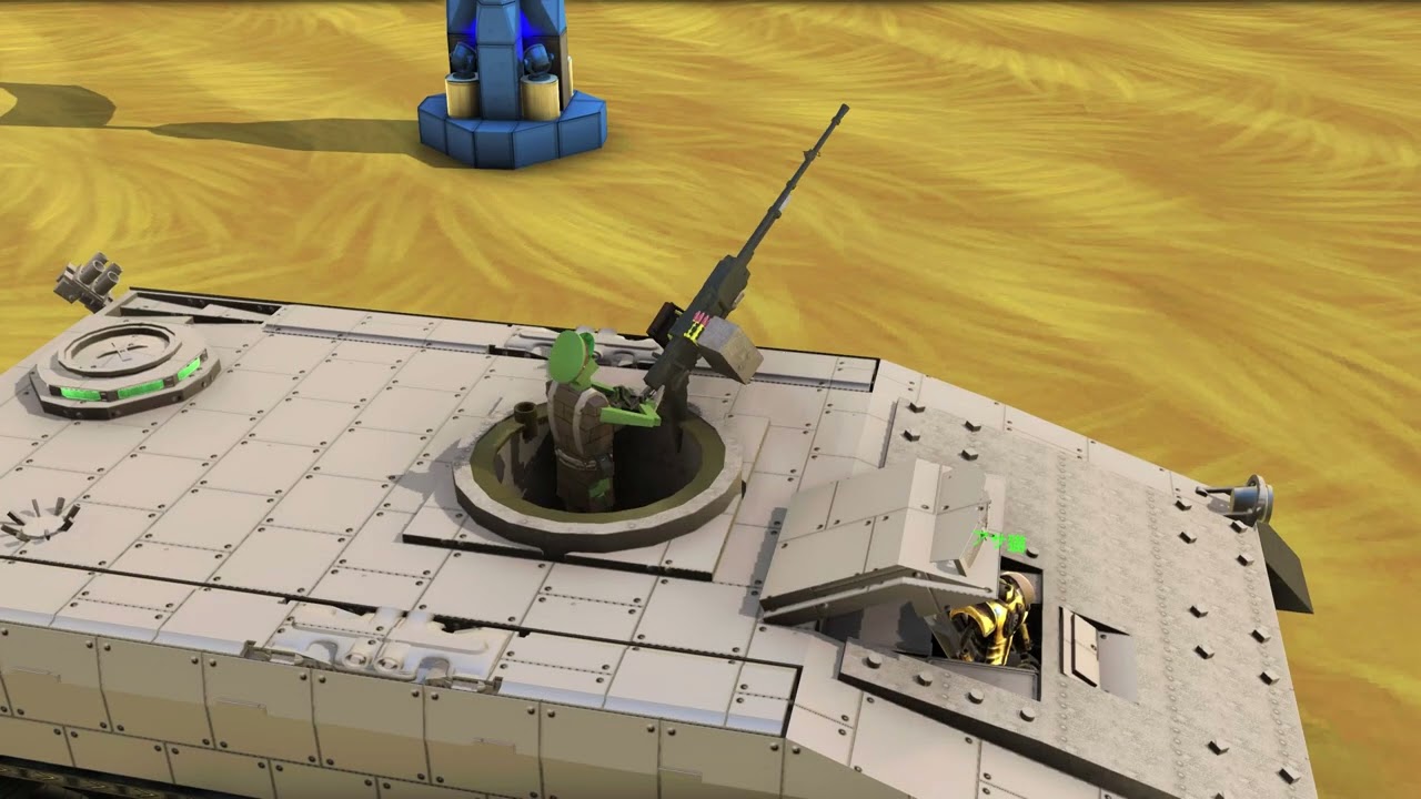 From the Depths,Mannequin operating gun turrets.