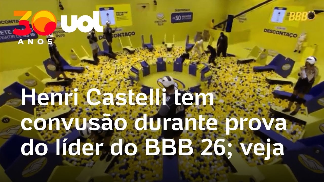 Henri Castelli tem convuls&atilde;o durante Prova do L&iacute;der no BBB 26 e &eacute; socorrido; veja o v&iacute;deo do momento