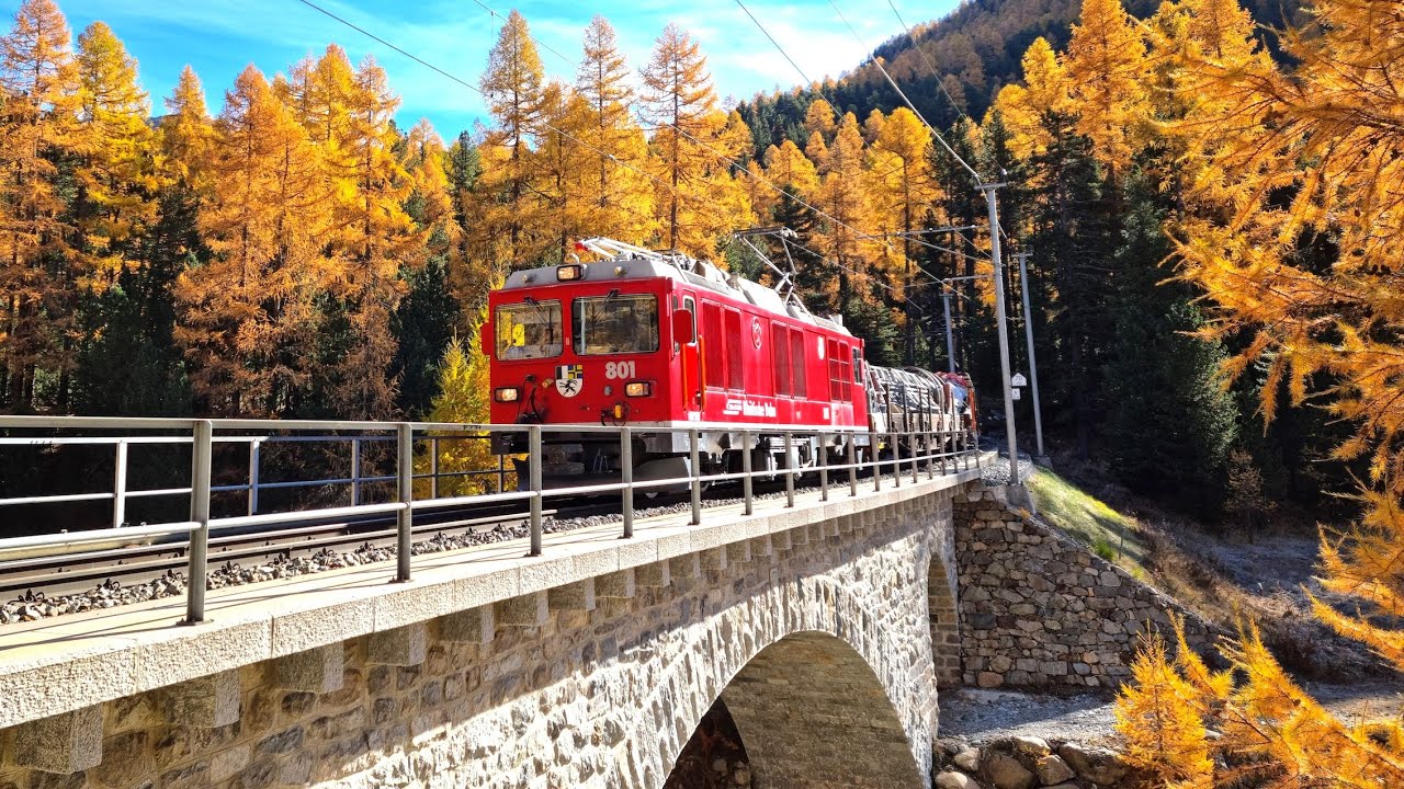 ★ 4K 🇨🇭 Pontresina - Alp Grüm - Pontresina cab ride in a Gem 4/4 (54 year old hybrid loco) [10.2021]