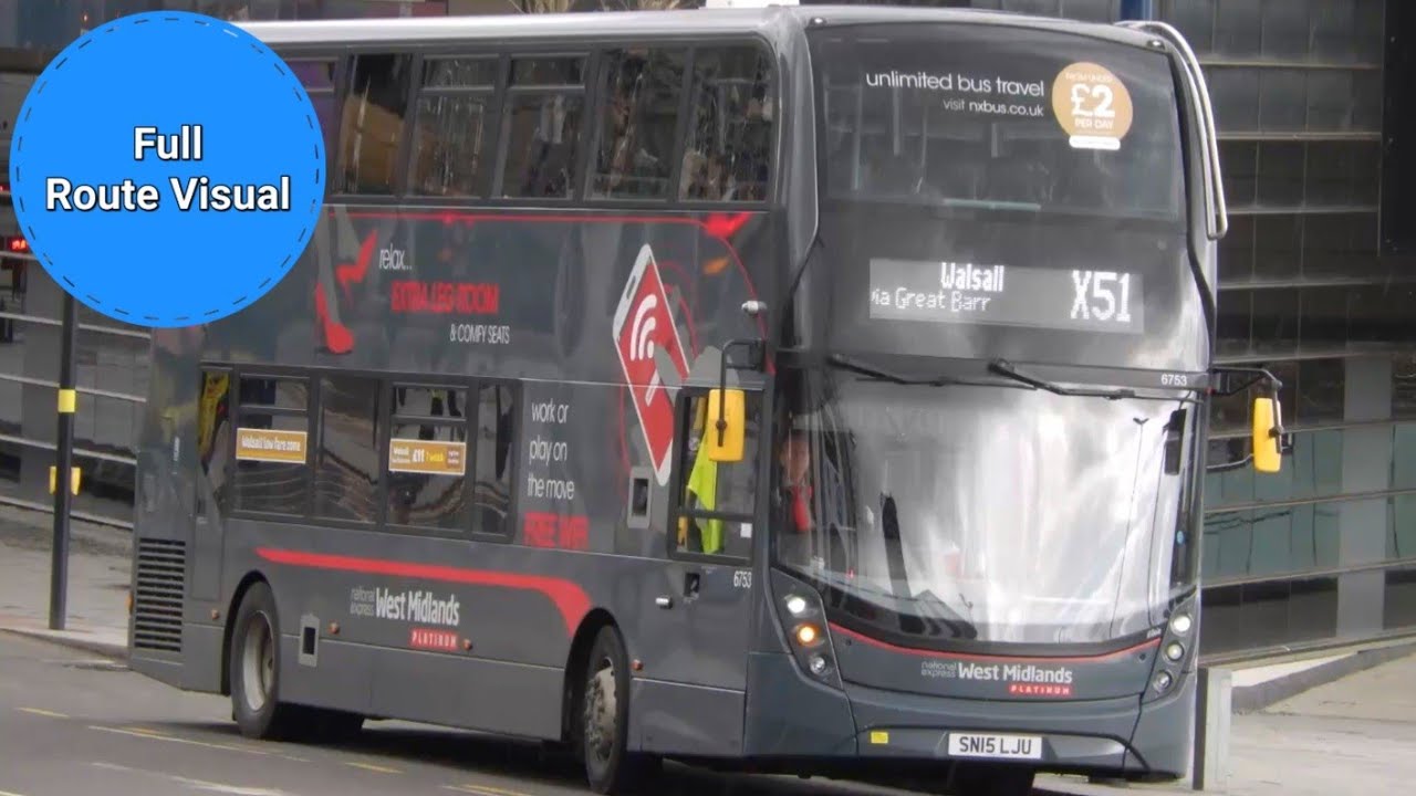 National Express West Midlands Platinum X51 Full Route Visual- Walsall to Birmingham