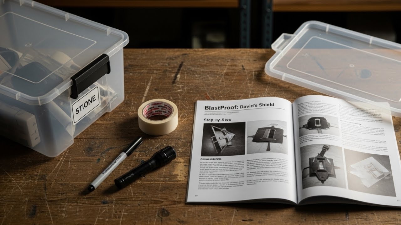 BlastProof: David’s Shield Open on a Workbench During Supply Setup