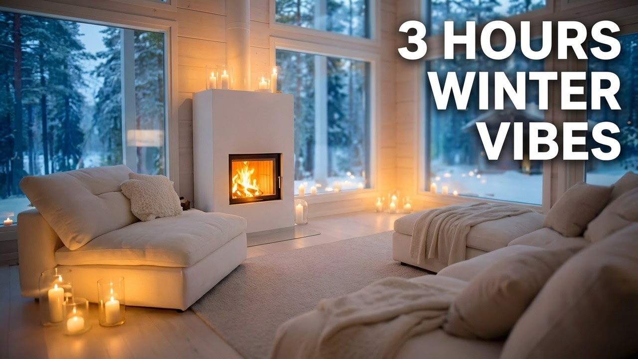 Serene Fireplace & Piano Soundscape - 3 Hours Winter Vibes