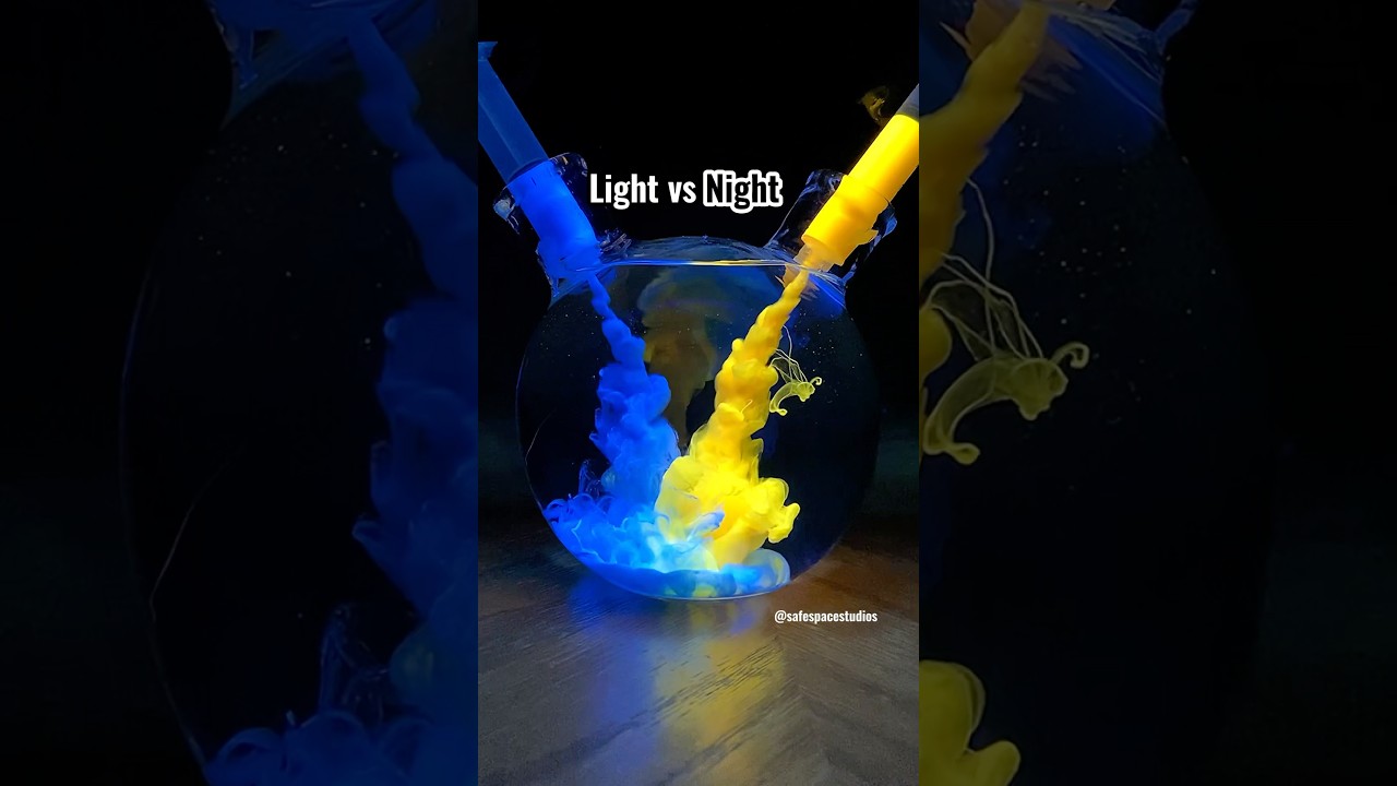 Light vs Night Blue and Yellow color mixing #satisfying #colormixing #color #paint