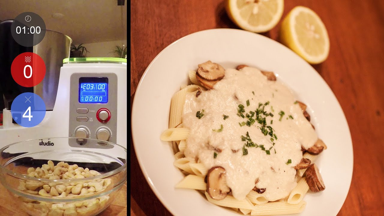 Vegane Cashew-Soße mit Pilzen und Nudeln - Sahne Ersatz | Neues Rezept