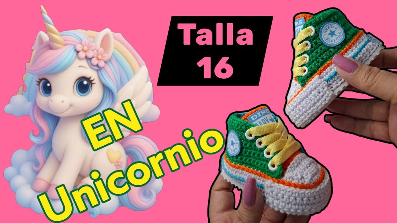 Zapatos de unicornio tejidos a mano 🦄💖 | Bebé 3 a 6 meses | Direvas