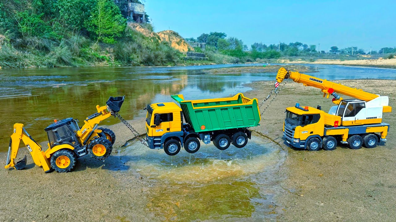 New BharatBenz Dumper Truck TATA Tipper Accident Pulling Out Jcb Crane ? Tractor Jcb Cartoon Video