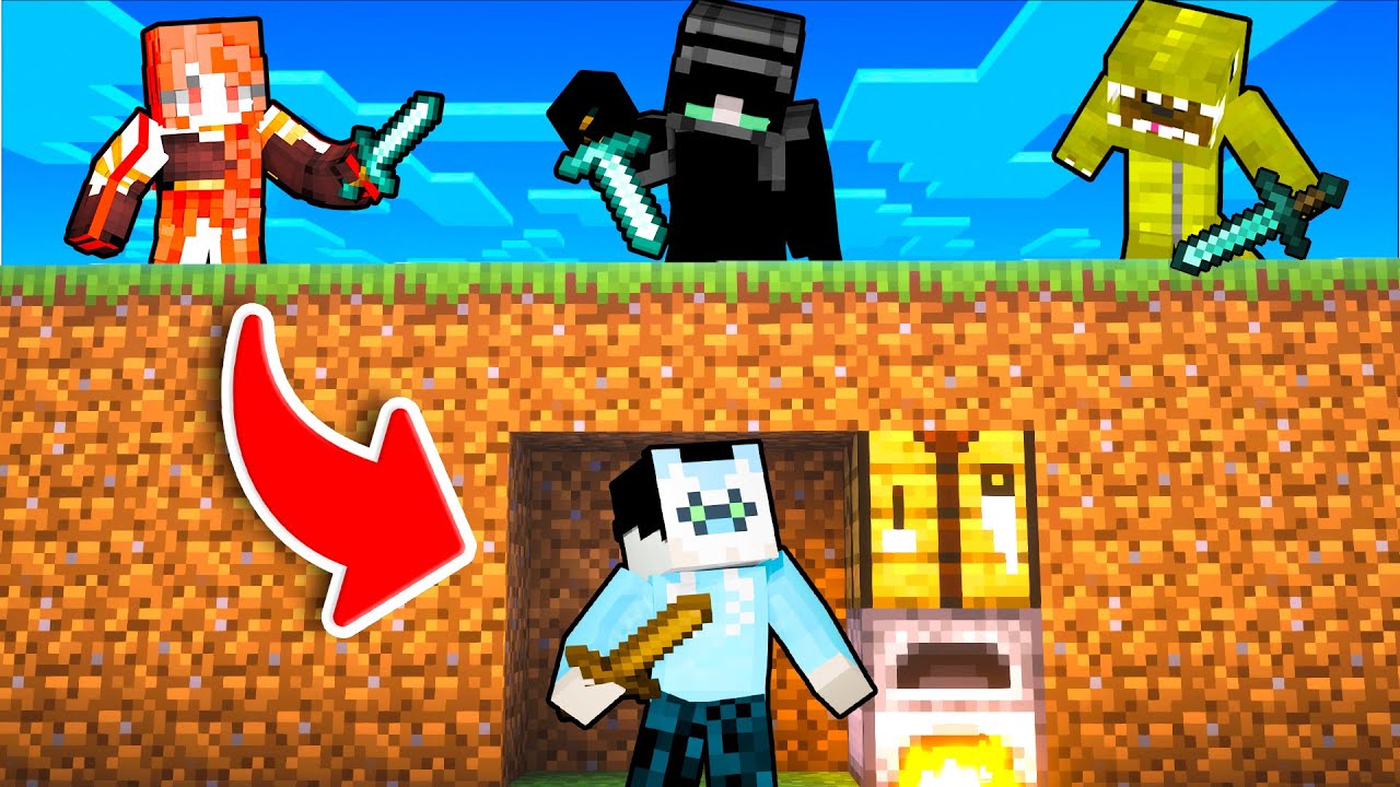 NEBLO09 vs 3 HUNTERS In Minecraft!