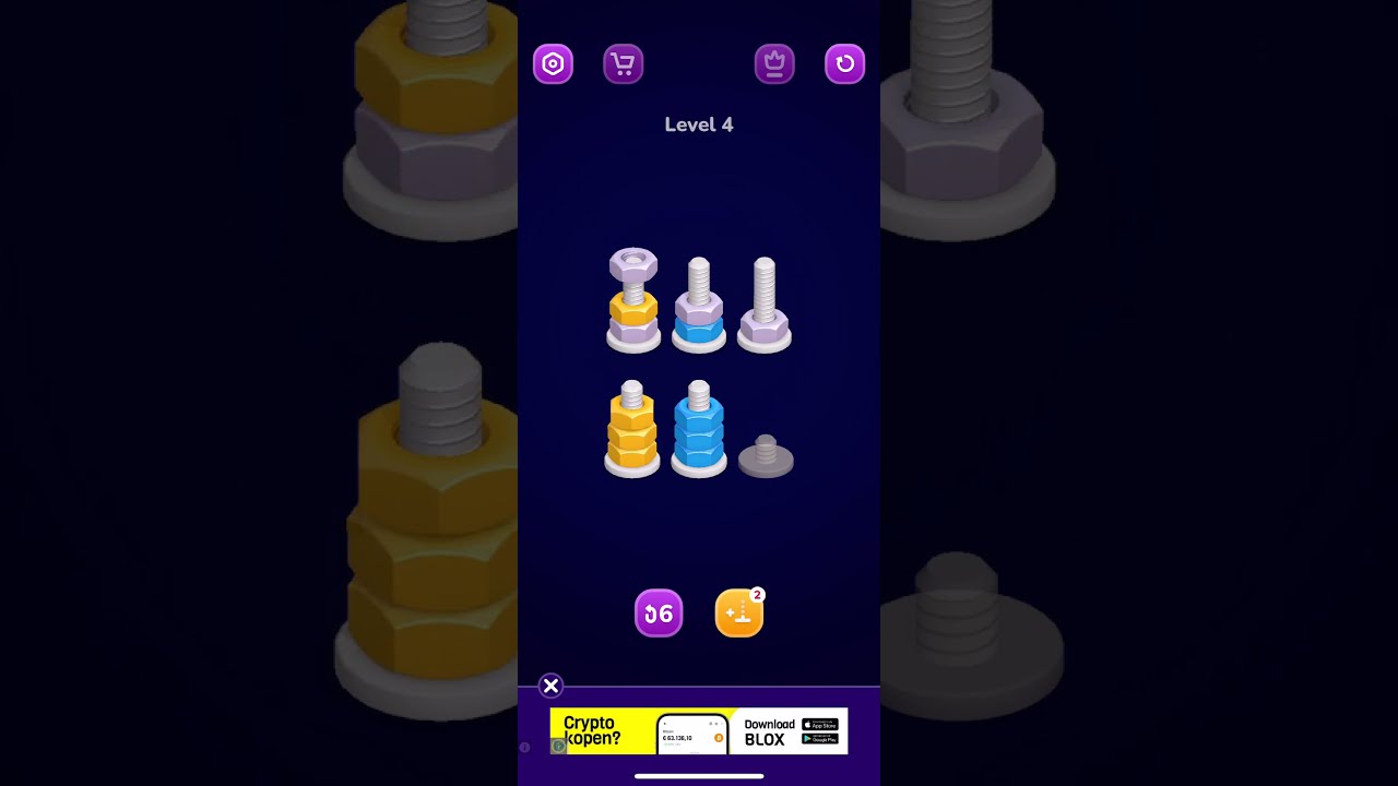Nut Sort: Color Sorting Game | Level 4 | NO REVERTS #mobilegame #gaming  #gameplay