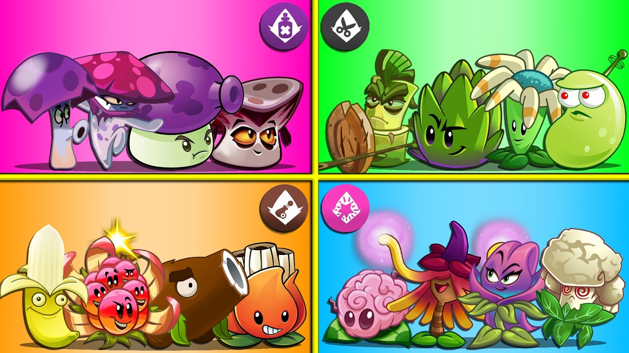 PvZ 2: Случайная битва 12 команд растений — кто победит? — Команда растений против команды растений