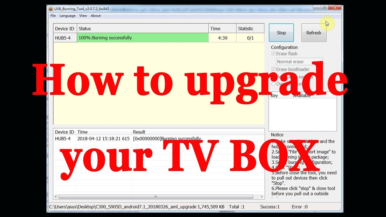 How to upgrade your android tv box firmware via USB Burning tool