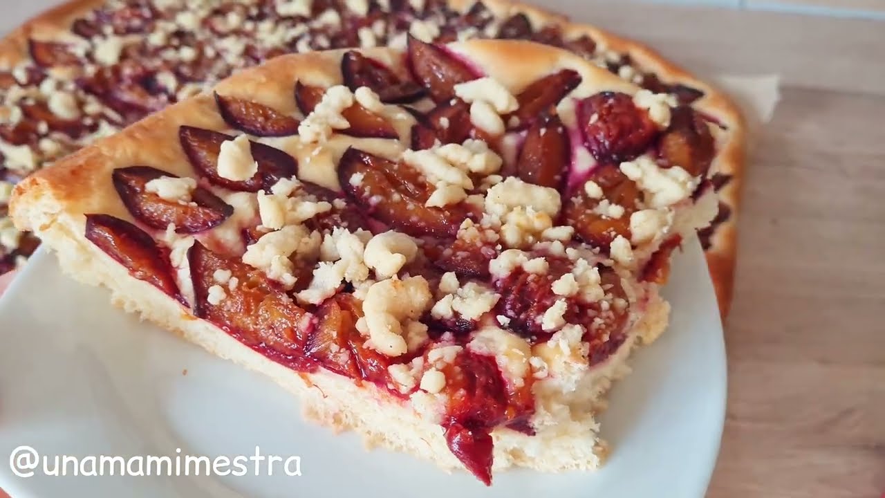 Pastel de ciruelas receta alemana 😍🇩🇪 (Zwetschgendatschi🫐)