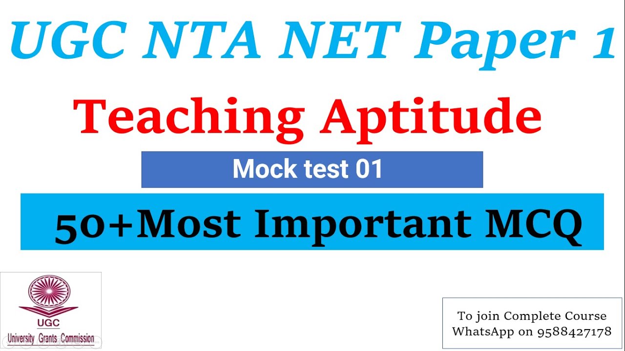 Mock test 01 UGC NTA NET 2022 Paper 1|| Preparation 50+ MCQ on Teaching Aptitude ||