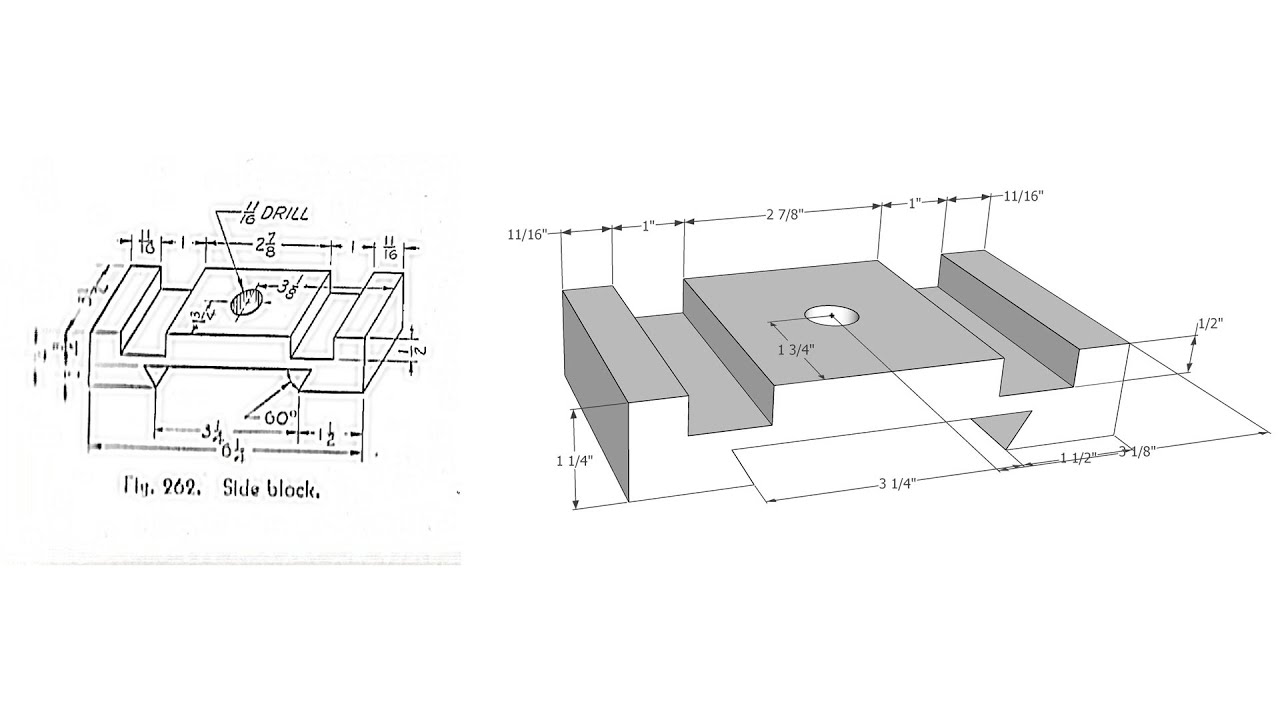 Drawing a Side Block in Sketchup - Mechanical Drawing - Daily exercise