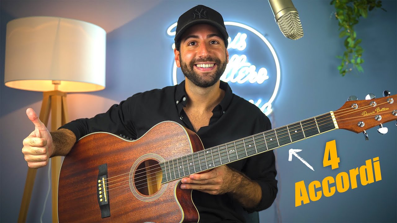 4 Accordi 🎸 13 Canzoni Famose senza Barrè!
