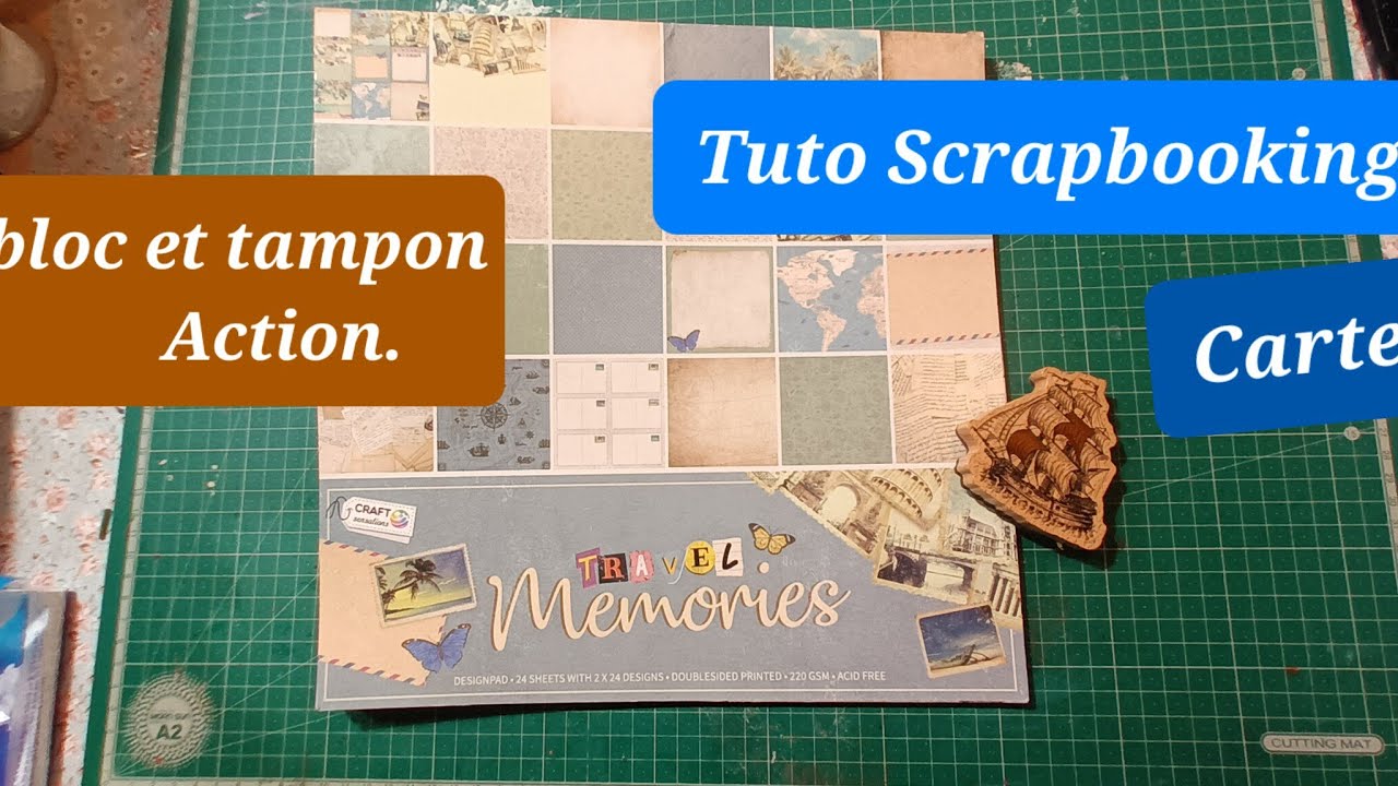 TUTO SCRAPBOOKING/Carte. Magnifiques bloc et tampon ACTION.