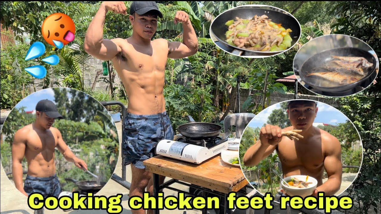 Handsome boy cooking paa ng manok( Chicken feet ) tinola With love | #muscleflexing