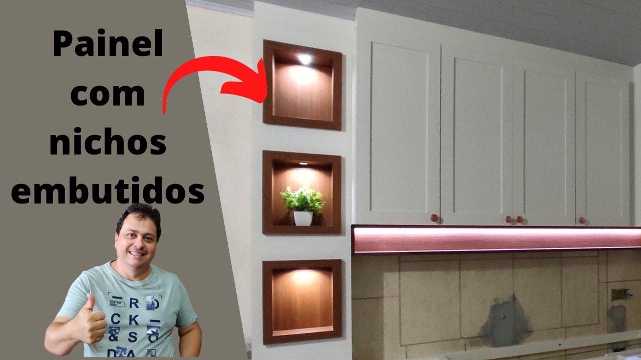 Painel com nichos embutidos