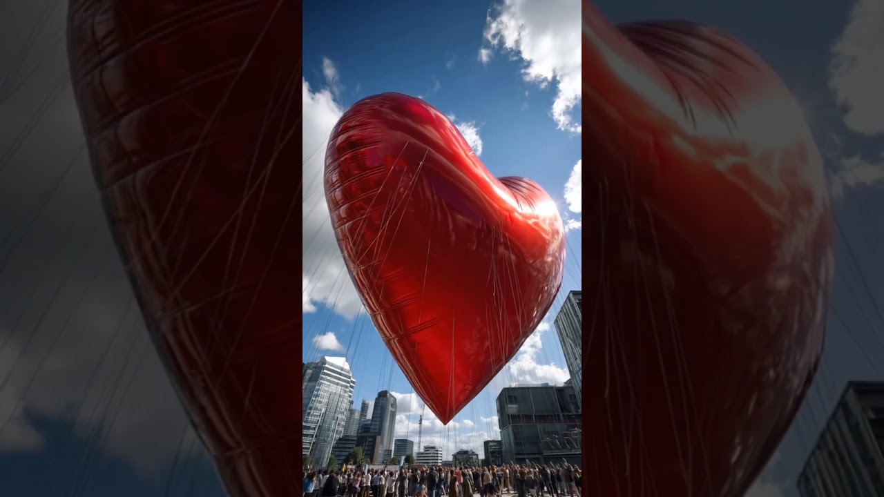 A Giant Heart Above the City — Inflatable Love in the Sky! 