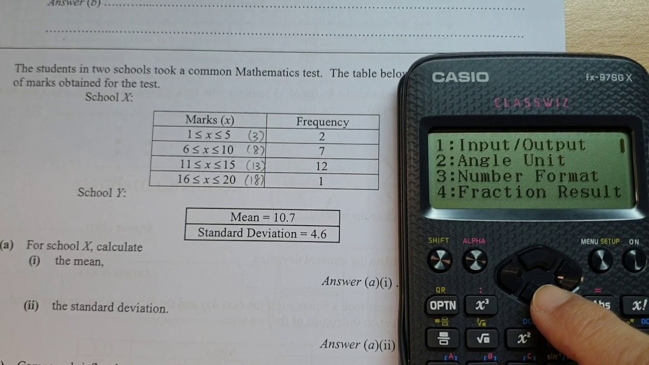 Casio fx-97SG X mean and standard deviation