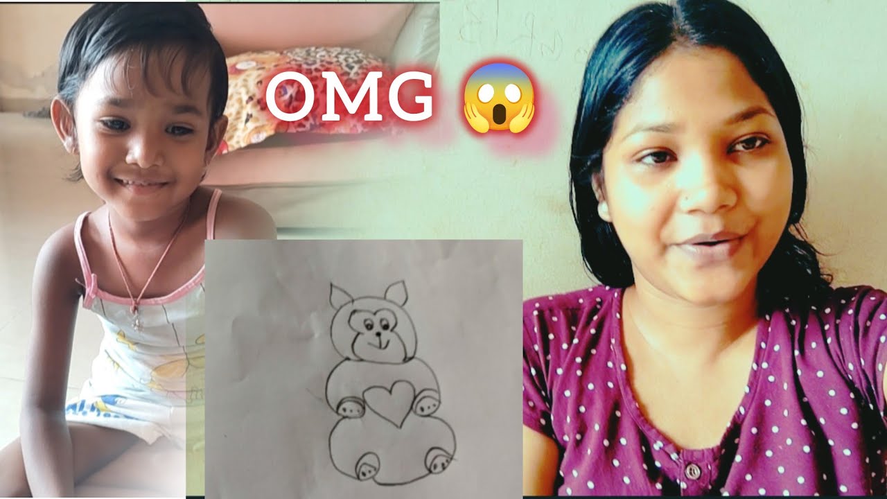 Mamam  আর আমি আজকে 6 দিয়ে কতো সুন্দর একটা টেডি বানালাম 😱//#viral #drawing #babyteaching #tadybear 