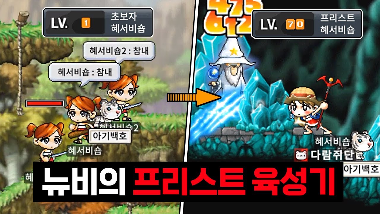 [메이플랜드] 뉴비의 1~70렙 프리스트 전직까지 몰아보기!