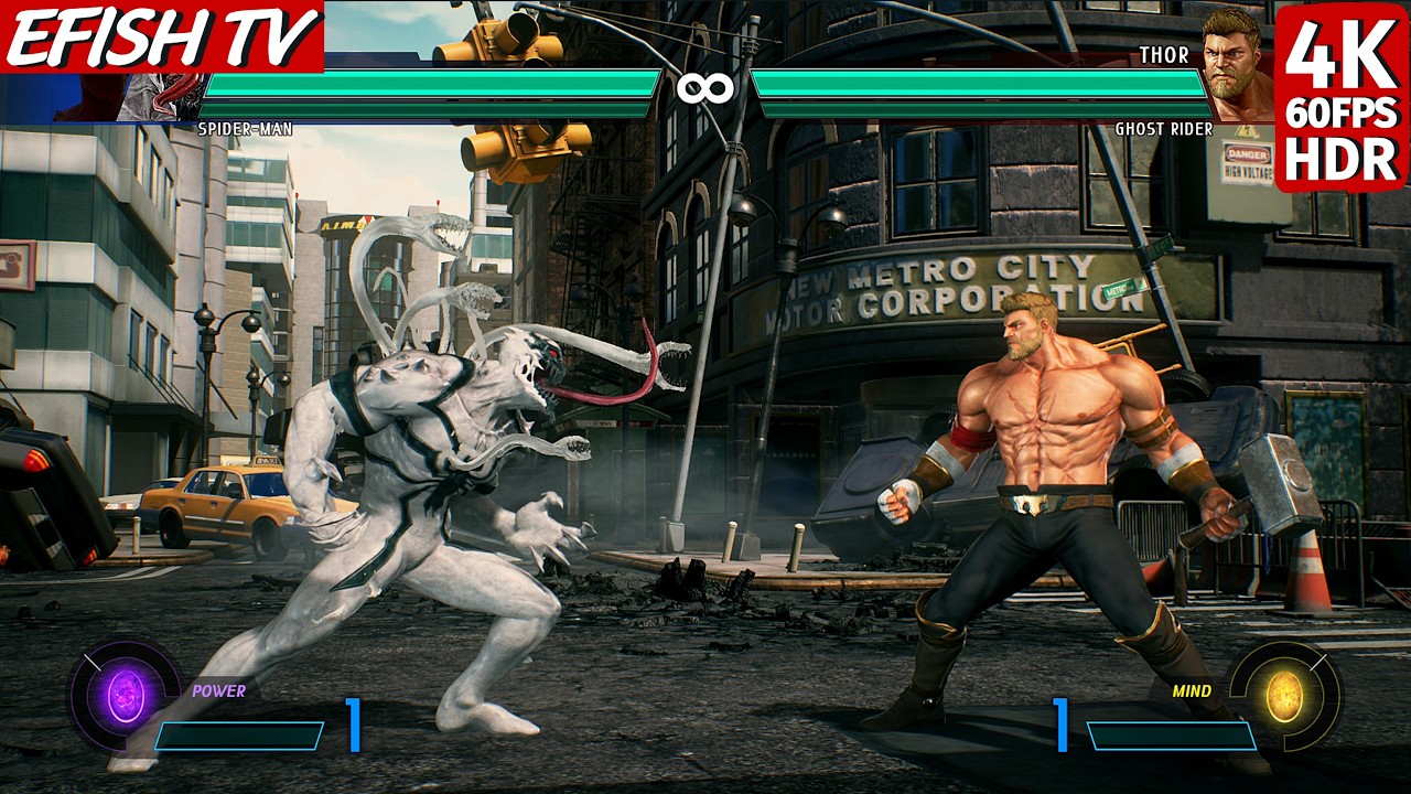 White Venom & Spider-Man vs Thor & Ghost Rider (Hardest AI) - Marvel vs Capcom: Infinite