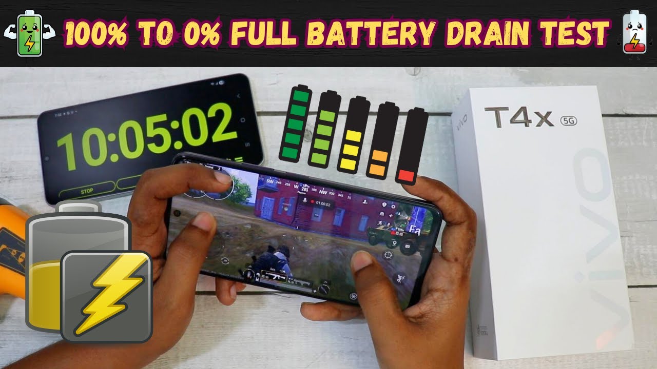 Vivo T4x 5G 100% to 0% Full Battery Drain Test | vivo T4x 5G battery life 🤯