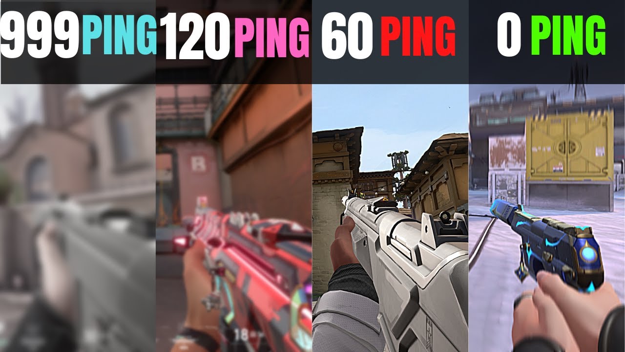 Valorant 0Ping vs 20Ping vs 30Ping vs 60ping vs 90ping vs 100ping vs 120ping vs  500ping vs 999ping
