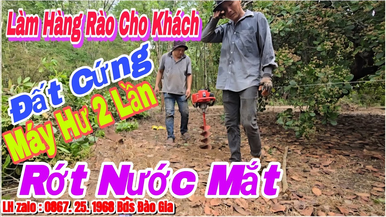 LÀM HÀNG RÀO CHO KHÁCH, đất cứng, máy hư 2 lần...KHÓC LUÔN #bdsbinhphuoc