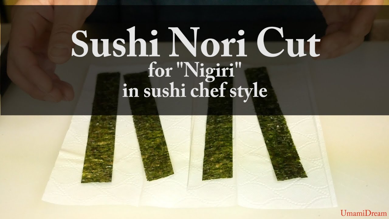 How to cut sushi nori (dry seaweed) in sushi chef style. (Re-posted video due to copyright issue)