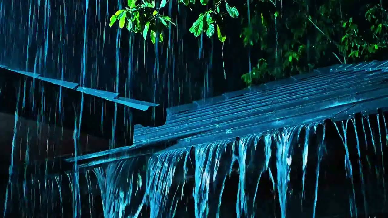 Sleep Instantly with Heavy Rainstorm & Powerful Thunder Sounds Covering the Rainforest Park at Night
