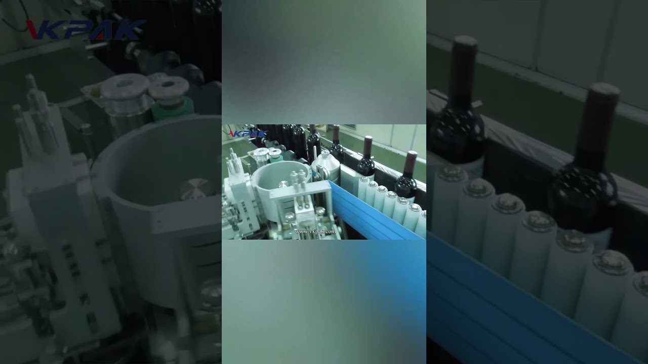 VKPAK automatische Wein Kaltleim Etikettiermaschine f&uuml;r runde Flaschen