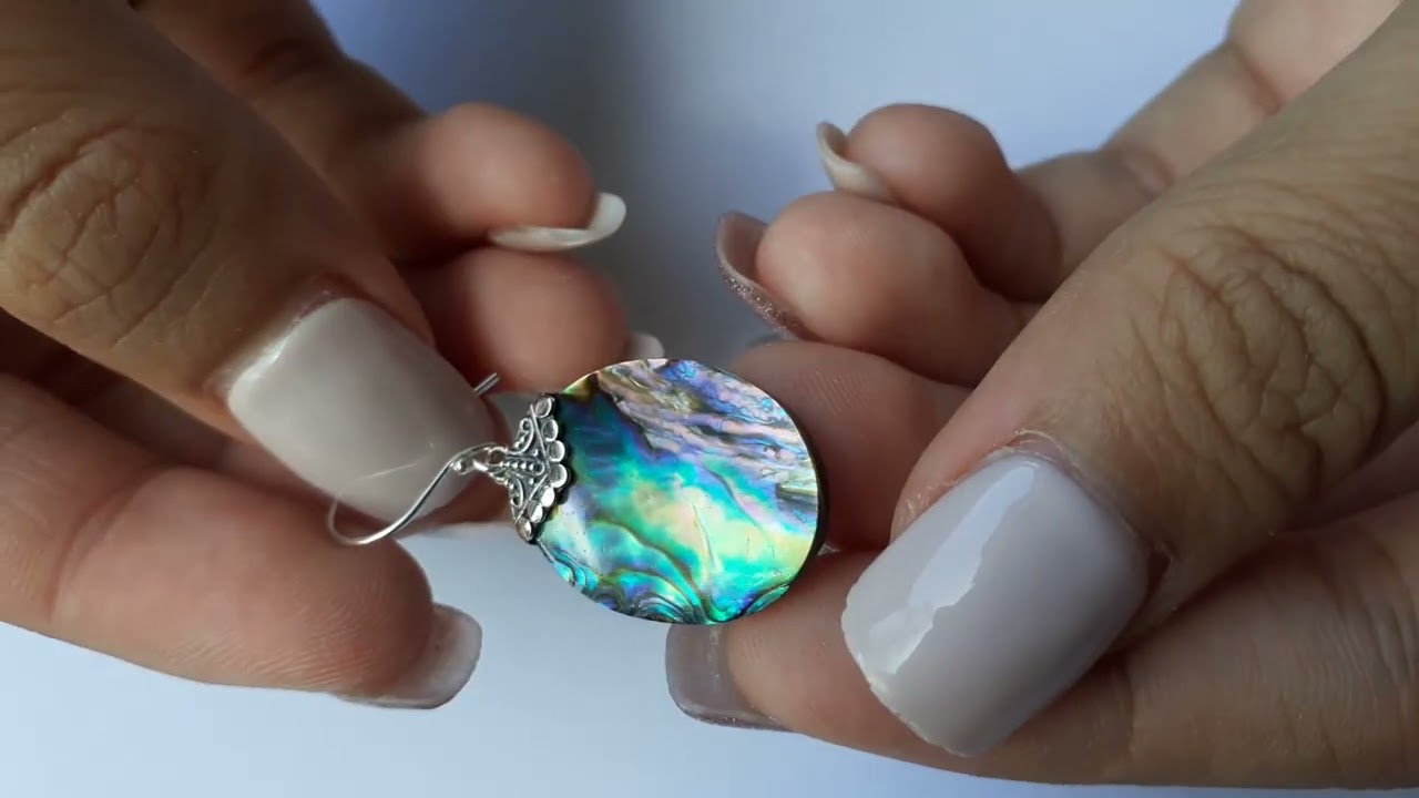 Sterling silver, Abalone shell, Dangle earrings