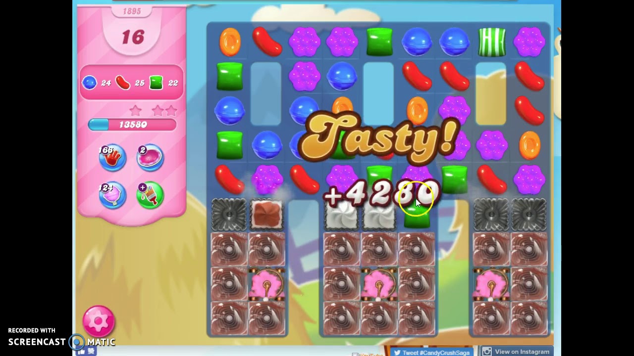 Candy Crush Level 1895 Audio Talkthrough, 1 Star 0 Boosters