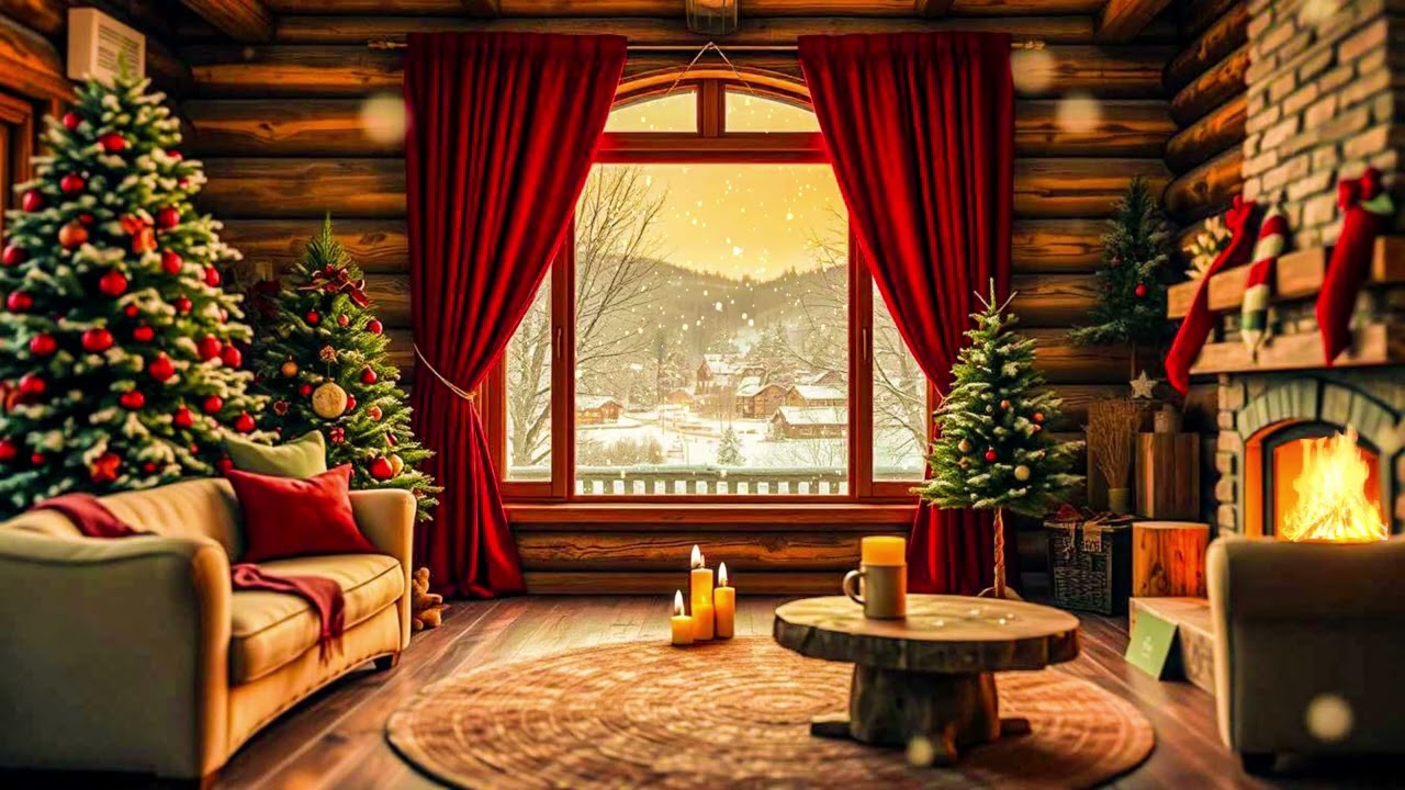 Calm Christmas Piano Melody 🎄 Soft Holiday Music with Snowfall & Cozy Fireplace Ambience 🔥