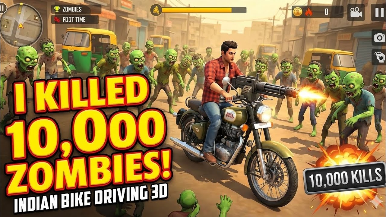 I killed 10000 Zombies in Indian Bike Driving 3d || Hard Challenge 