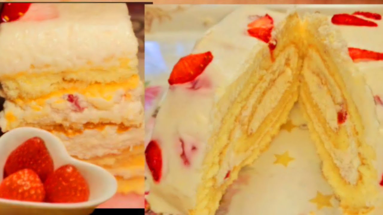 كيك رولي بمذاق  الفراولة🍓 بجينواز خفيف وناجح 100%