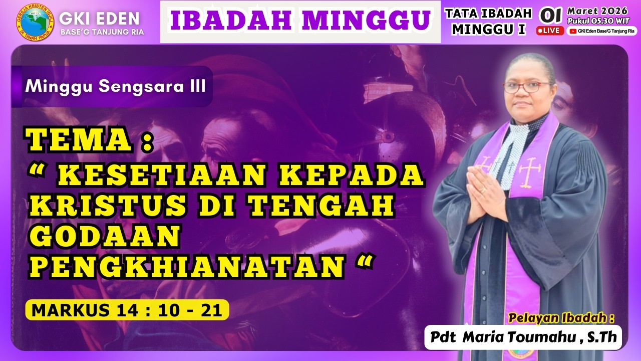 IBADAH MINGGU SUBUH | MINGGU, 1 MARET 2026 - Pukul 05.30 WIT | Pdt.  Pdt  Maria Toumahu , S.Th